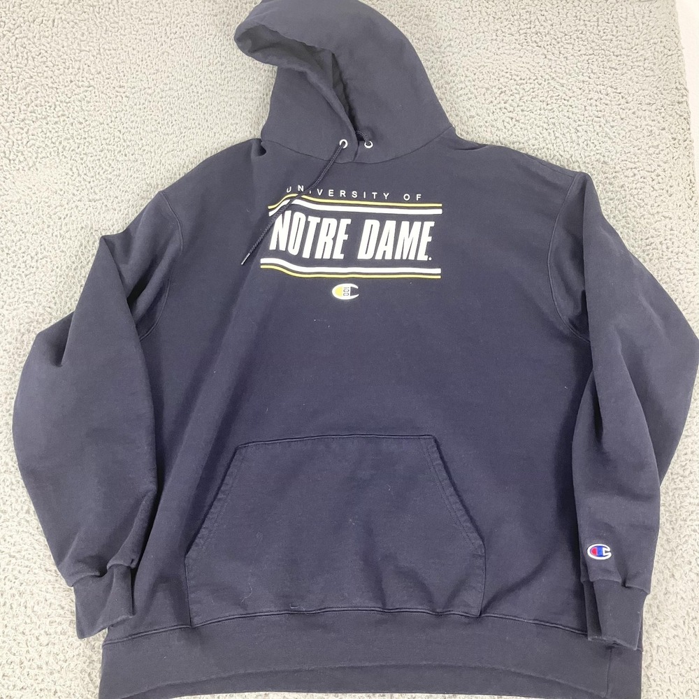 Notre Dame Fighting Irish Hoodie Sweatshirt Mens 2XL Blue NCAA College Champion
